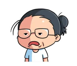 😓 卡通, 人物, 眼镜, 人, 年长, 悲伤 telegram sticker
