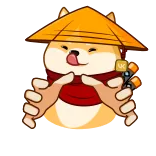 😍 doge, hund, shiba inu, hut, hände, emoji, sticker telegram sticker