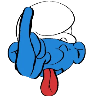 😝 Smurf スマーフ, 中指, アニメ, ジェスチャー, 失礼 telegram sticker
