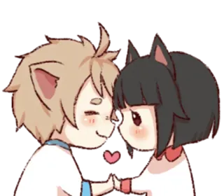 ❤ милый, аниме, кошачьи ушки, пара, каваий, любовь telegram sticker