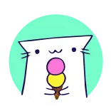 🤩 gato, sorvete, fofo, sobremesa, kawaii, animal telegram sticker