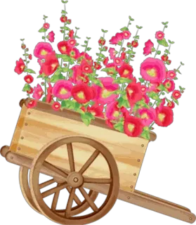 🌹 flowers, cart, garden, floral, wooden cart whatsapp sticker