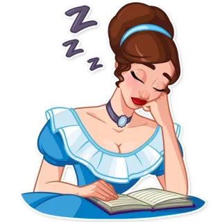 😴 zzz fatigué, dormir, livre, femme, zzz, sieste telegram sticker