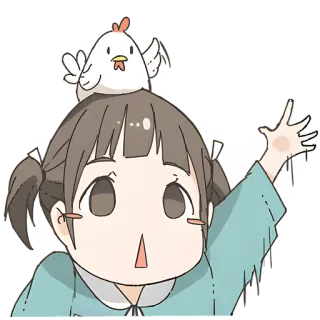 😯 girl, chicken, cute, sticker, cartoon telegram sticker