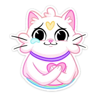 😢 gatto, carino, kawaii, cuore, arcobaleno, animale, adesivo telegram sticker