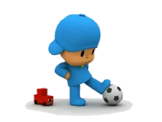 🕳 Pocoyo desenho animado, criança, futebol, brinquedo telegram sticker