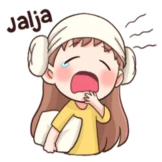 😴 jalja 眠い, あくび, アニメ, 漫画, 枕 whatsapp sticker
