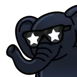 🐘 elephant elephant, cool, sunglasses, star shaped lenses, cartoon, animal telegram sticker