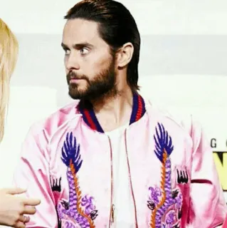 ✖️ Jared Leto celebrity, actor, person, pink jacket telegram sticker