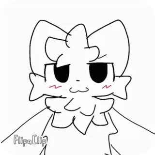 😲 FlipaClip bianco, contorno, gatto, cartone animato, carino, semplice telegram sticker