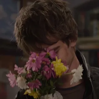💋 man, flowers, smelling, bouquet, andrew garfield telegram sticker