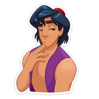 🤔 Aladdin อะลาดิน, ดิสนีย์, การ์ตูน, ตัวละคร, เจ้าชาย, แอนิเมชัน telegram sticker