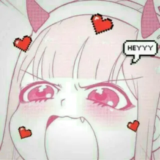 😫 HEYYY Anime, Gadis, Hati, Kartun, Seni digital, Seni piksel telegram sticker