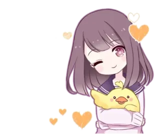 🌟 chica anime, dibujos animados, kawaii, corazón, lindo, mascota telegram sticker