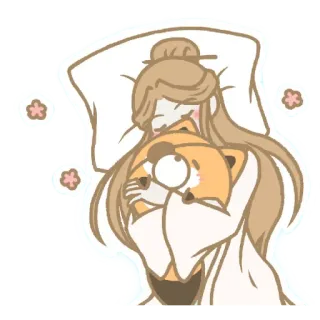 ❤️ sleeping, character, anime, cute, doll, relaxing telegram sticker