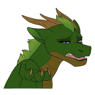 😒 Drache, Cartoon, Figur, Kreatur, Fantasy, Tier, Grün, Ausdruck telegram sticker