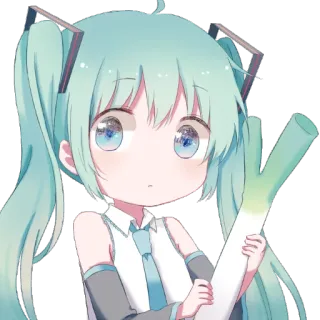 🌽 Hatsune Miku Animé, Dessin animé, Manga, Vocaloid, Hatsune Miku, Poireau, Mignon telegram sticker
