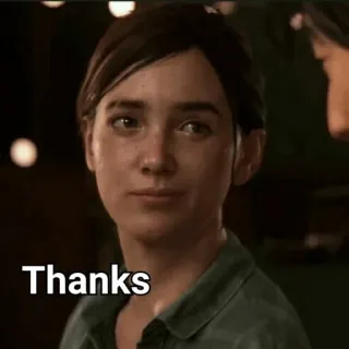 🙏 Ellie The Last of Us Thanks videojuego, personaje, sarcástico, gracias, tlou telegram sticker
