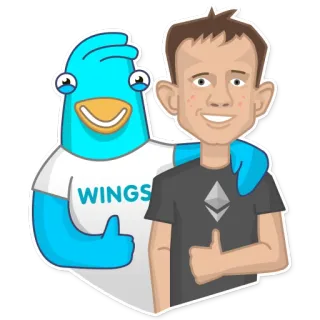 👬 WINGS 만화, 새, 인간, 날개, 엄지척, 우정 telegram sticker