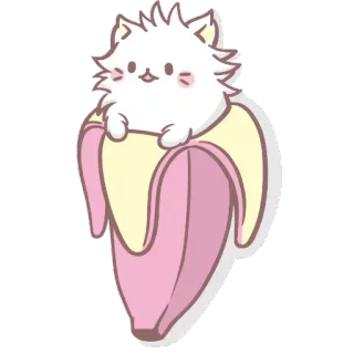 🐀 mèo, chuối, dễ thương, kawaii, động vật, trái cây, nhãn dán, hoạt hình telegram sticker