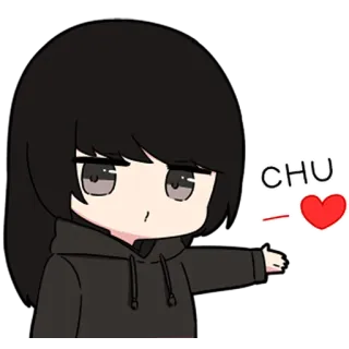 🖤 CHU anime, love, heart, cute, girl telegram sticker
