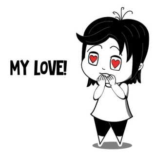 😍 MY LOVE! Liebe, süß, Cartoon, Augen, Herz telegram sticker