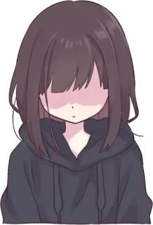 😠 Anime, Fille, Sweat à capuche, Mignon, Personnage telegram sticker
