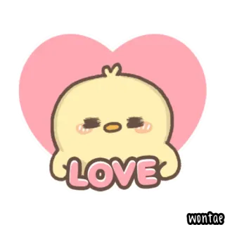 🐤 LOVE Amour, Coeur, Mignon, Kawaii, Poussin, Dessin animé telegram sticker