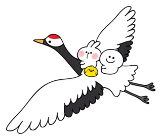 🐯 gru, uccello, animale, coniglio, carino, kawaii, volante, illustrazione telegram sticker
