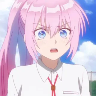 🍧 Anime, Mädchen, pinke Haare, Schuluniform, süß, überrascht telegram sticker