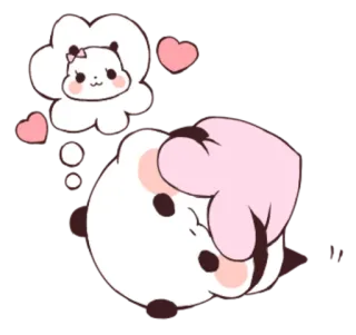 ❤ panda, lindo, amor, sueño, pensando telegram sticker