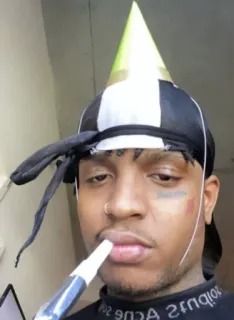 🎉 personne, anniversaire, chapeau de fête, durag, selfie telegram sticker
