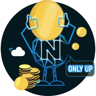 💰 ONLY UP pièce, argent, finance, crypto, investissement, numérique, richesse telegram sticker