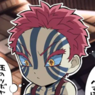 🤔 Akaza Demon Slayer 五のツポヤヘ Аниме, Клинок, рассекающий демонов, Аказа, Чиби telegram sticker