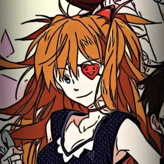 ❤️ Asuka Langley Soryu Neon Genesis Evangelion Anime, Manga, Evangelion, Asuka Langley, Penutup mata, Gadis telegram sticker