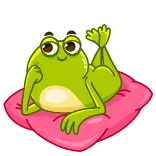 🥰 sapo, desenho animado, almofada, relaxante, fofo, verde telegram sticker