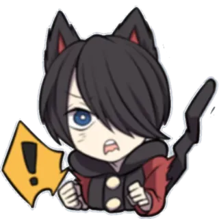 😠 кот, аниме, манга, чиби, каваий, наклейка, восклицательный знак, раздраженный whatsapp sticker