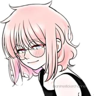😊 Animestickerchannel anime, sticker, girl, illustration, pink hair telegram sticker