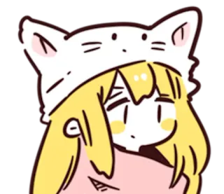 🐱 cartoon, anime, kawaii, cute, cat hat, girl telegram sticker