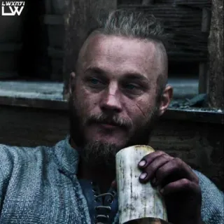 🗿 Ragnar Lothbrok Vikings Ragnar Lothbrok, Vikingos, Drama histórico, Cuerno de hidromiel, Televisión, Personaje telegram sticker