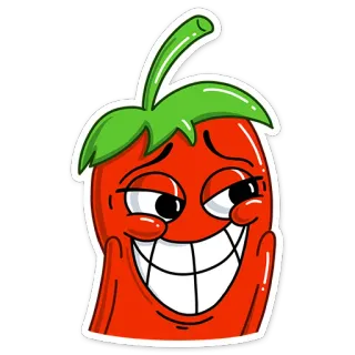😃 papryczka chili, kreskówka, jedzenie, warzywo, ostry, pieprz telegram sticker