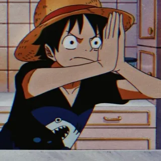 👒 Monkey D. Luffy One Piece Anime, One Piece, Monkey D. Luffy, Pirat, Cartoon telegram sticker
