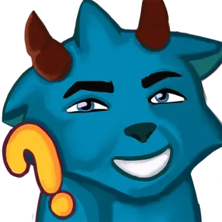 😐 question, animal, cartoon, blue telegram sticker