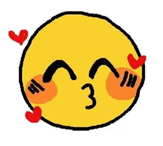 🟡 อิโมจิ, จูบ, เขิน, หัวใจ, น่ารัก, สีเหลือง telegram sticker