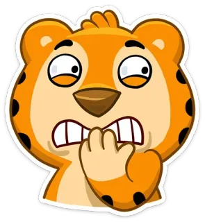 😶 animal, tigre, effrayé, nerveux, dessin animé, autocollant telegram sticker