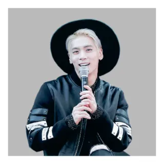 💚 cantor, microfone, chapéu, coreano, celebridade whatsapp sticker