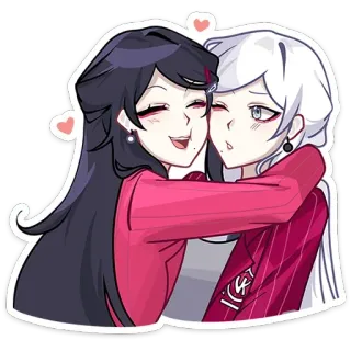 🥰 hoạt hình, anime, phụ nữ, tình bạn, ôm, tình yêu, tình cảm telegram sticker