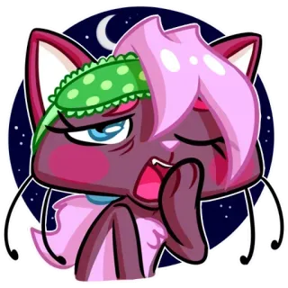 😪 кот, сонный, ночь, луна, мультфильм, животное, зевок whatsapp sticker