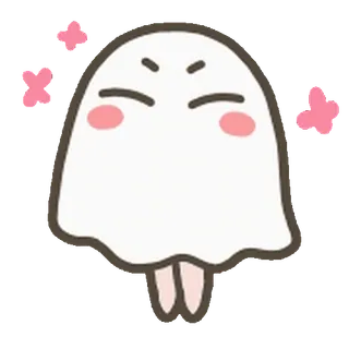 🫥 ghost, angry, cute, pink, kawaii, cartoon whatsapp sticker
