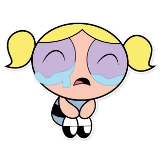 😢 Bubbles Powerpuff Girls cartone animato, piangere, triste, ragazza, bambino, carino telegram sticker